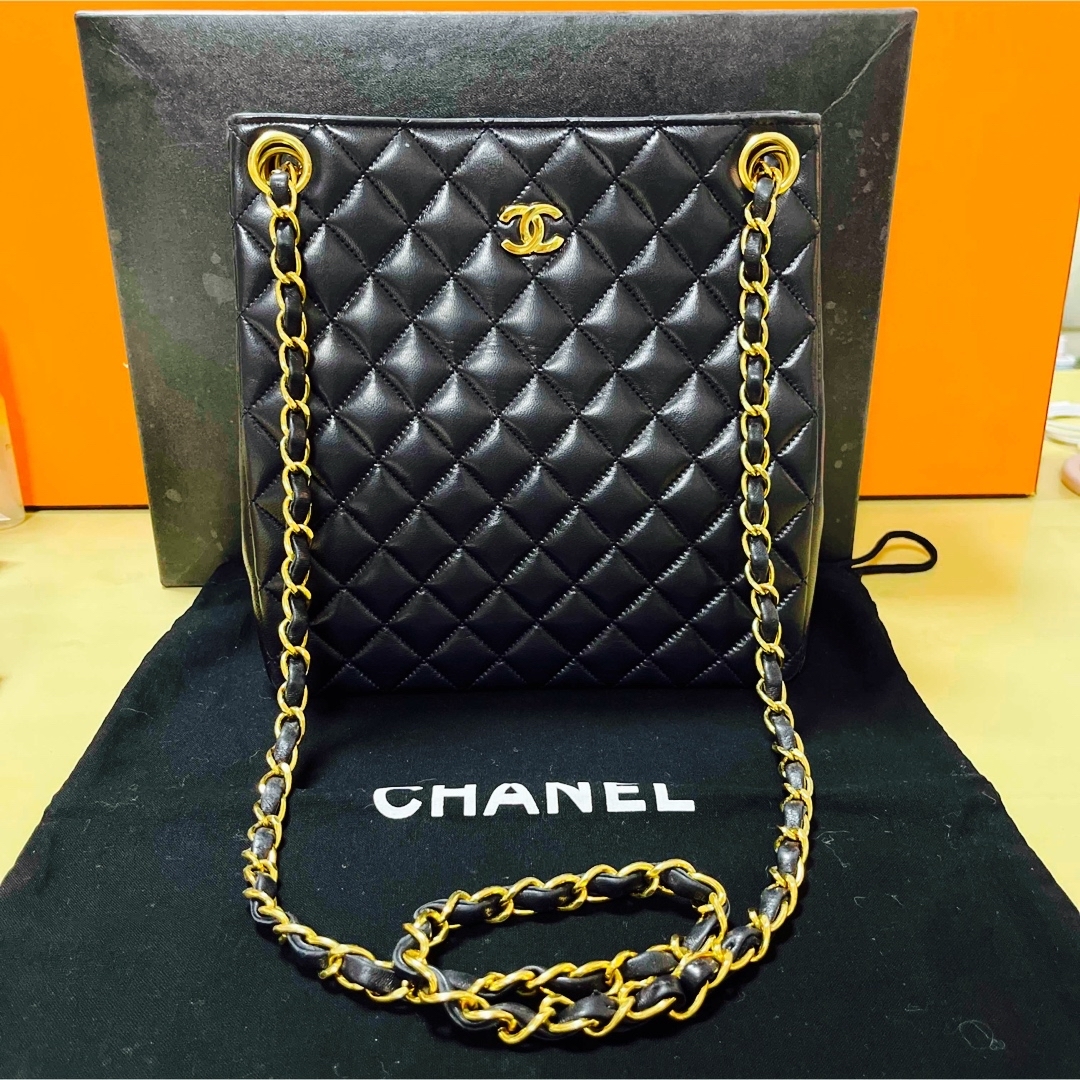 CHANEL◇マトラッセ/チェーンショルダーバッグ/レザー/BLK/角スレ等使用感考慮【バッグ】 レディースバッグ