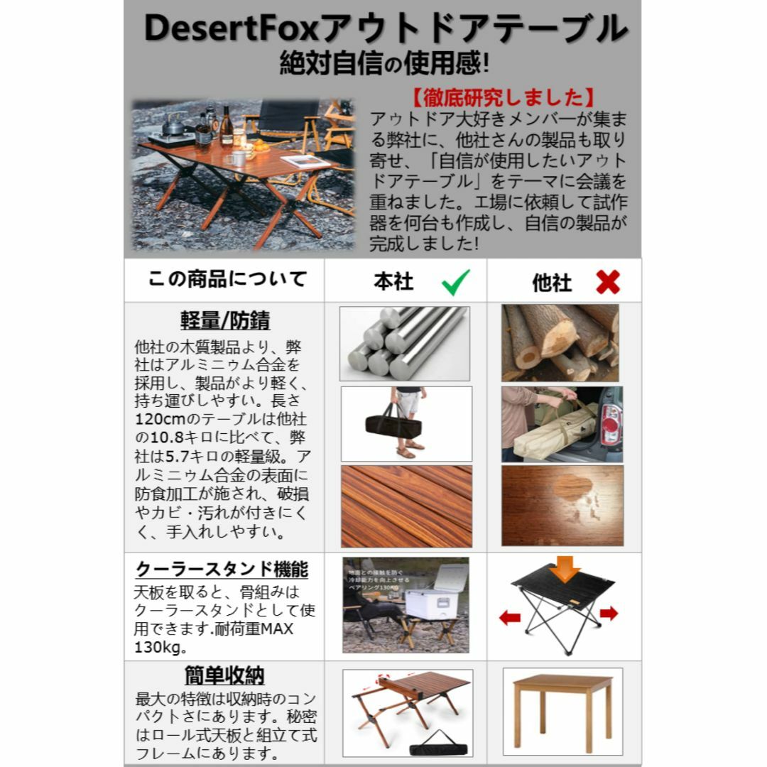 DesertFox アウトドア 折りたたみ テーブル ロールトップテーブル 軽量