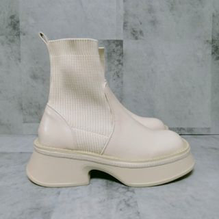 最新作の JEANASIS スクエアトゥニットゴアブーツ ブーツ - www