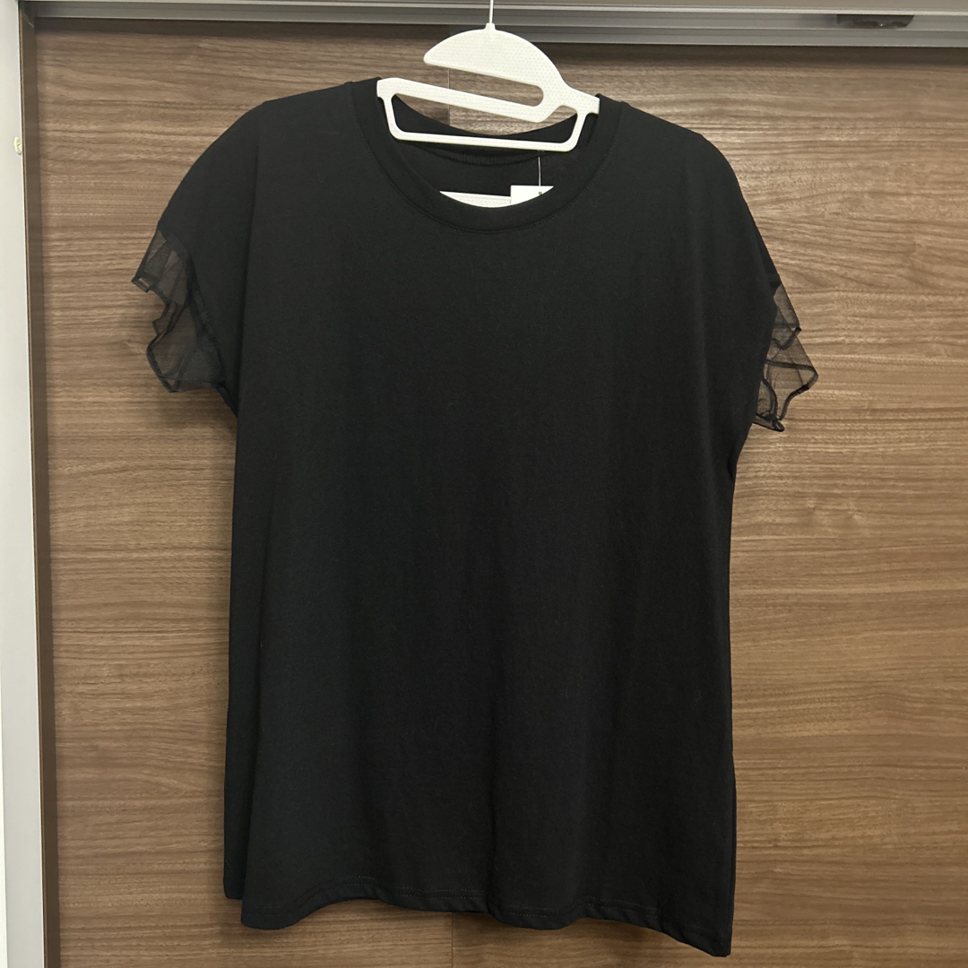 dholic(ディーホリック)のDHOLIC・メッシュスリーブTシャツ・ブラック レディースのトップス(Tシャツ(半袖/袖なし))の商品写真