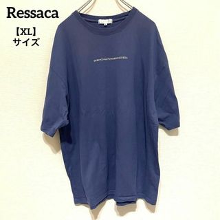 K449 Ressaca レサーカ 半袖 プリント Tシャツ 青系 XL 綿(Tシャツ(半袖/袖なし))