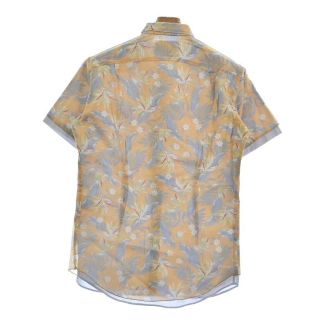 なし光沢kolor カラー カジュアルシャツ 2(M位) オレンジxグレーx白等(花柄)