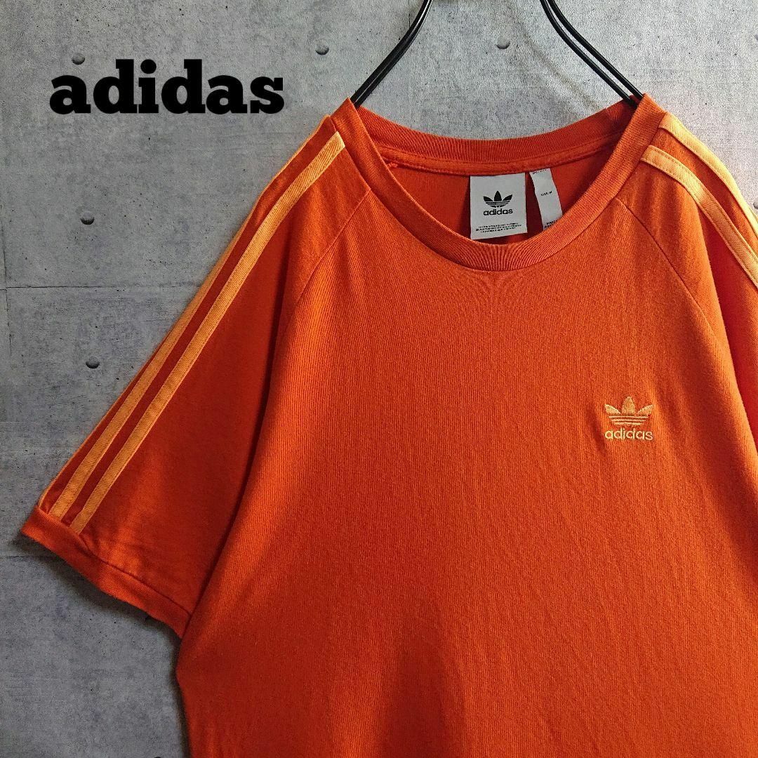 adidas - 【adidas】大人気 トレフォイル 刺繍ロゴ 3本ライン Tシャツ