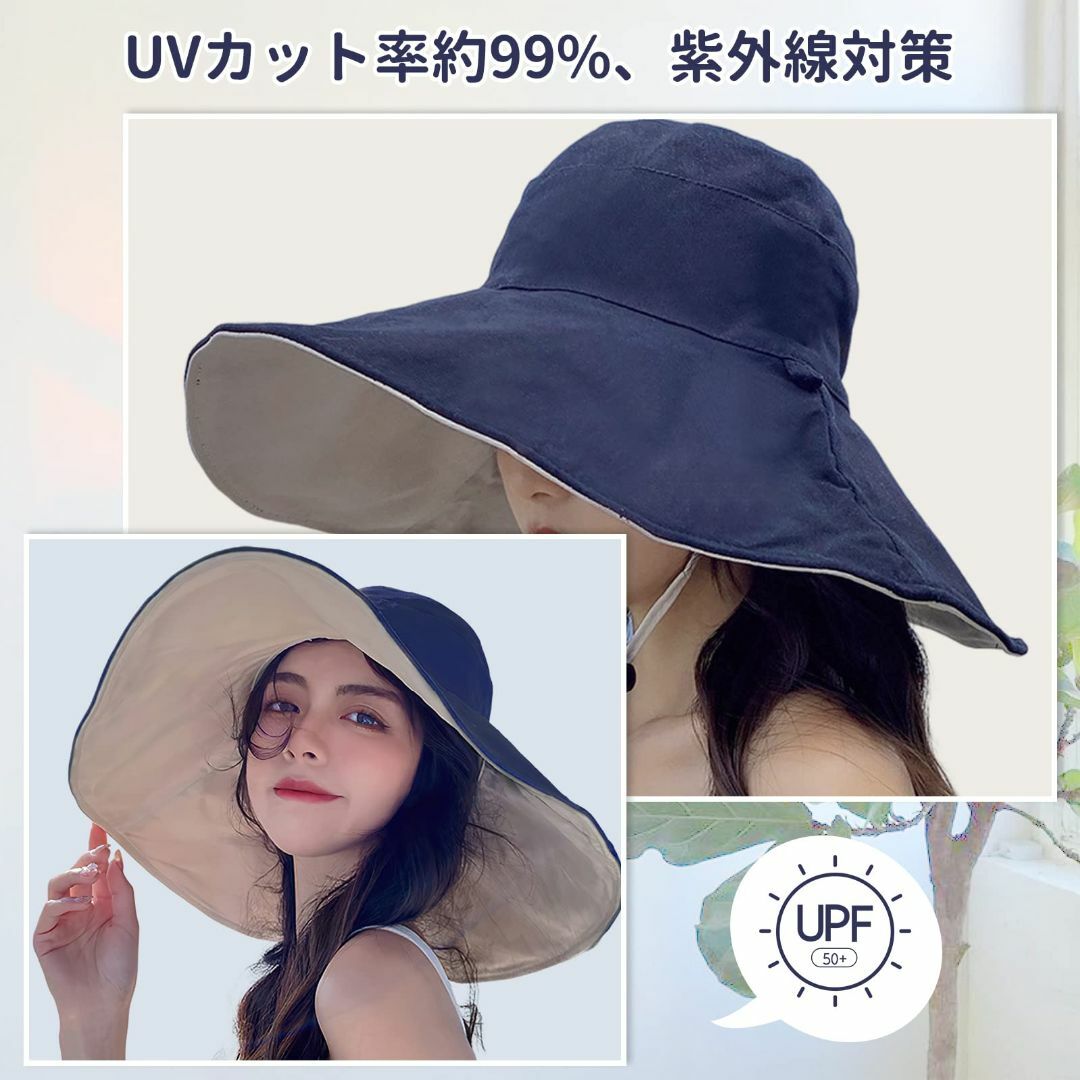 【色: カーキ】Candybay UVカット 帽子 レディース つば広帽子 UP
