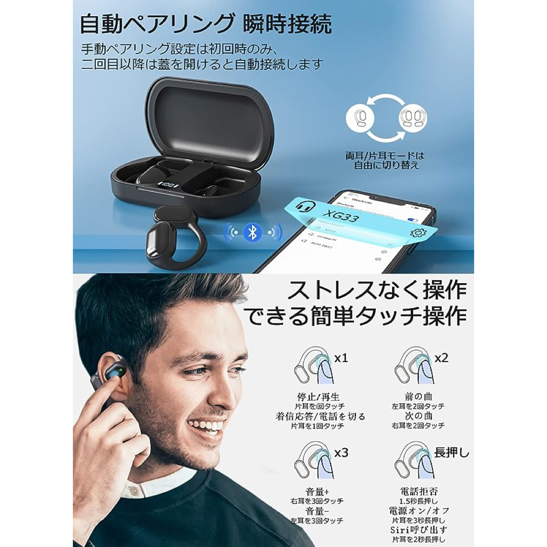 Bluetooth イヤホン 革新Bluetooth5.35時間+48時間再生