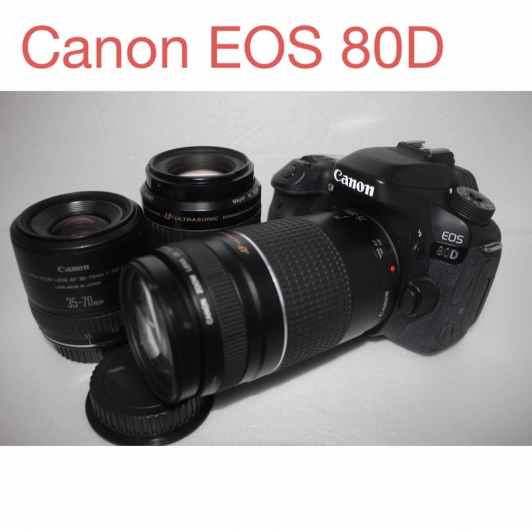 キャノン Canon EOS 80D標準&望遠&単焦点トリプルレンズセット