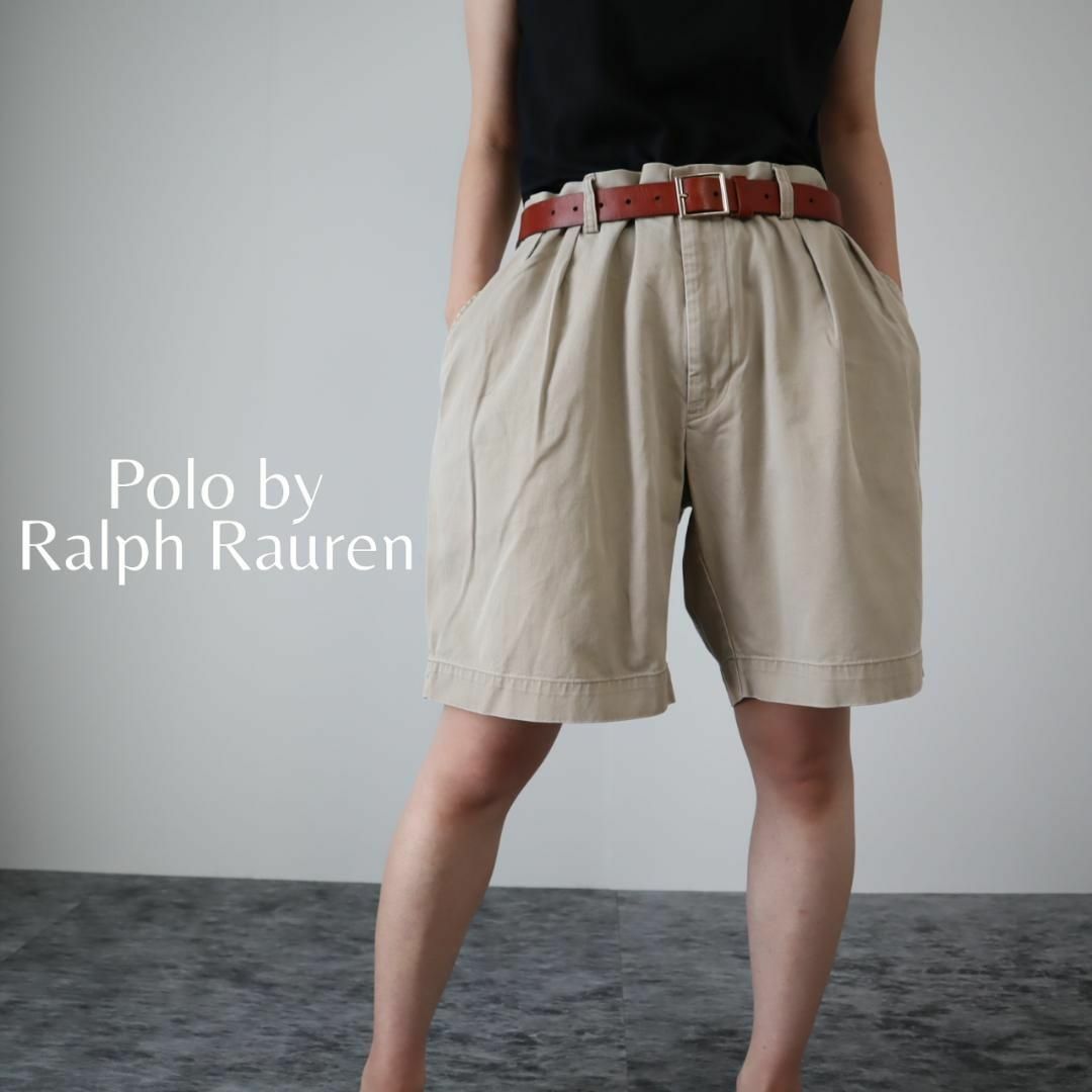 POLO RALPH LAUREN(ポロラルフローレン)の【ラルフローレン】2タック ワイド クラシック チノ ショーツ ベージュ W38 メンズのパンツ(ショートパンツ)の商品写真