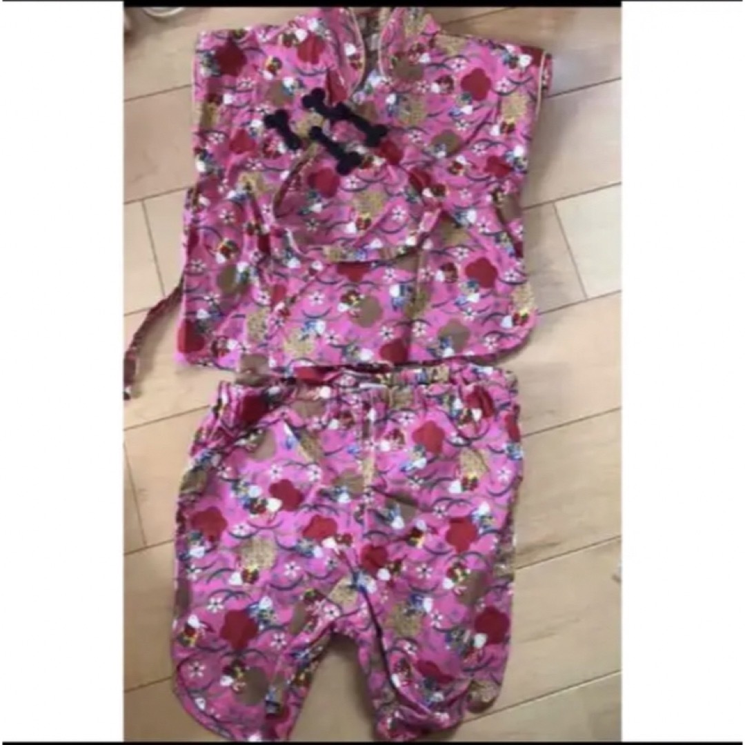 ミルクボトル　うさぎ　ピンク　上下セット　90 キッズ/ベビー/マタニティのキッズ服女の子用(90cm~)(甚平/浴衣)の商品写真