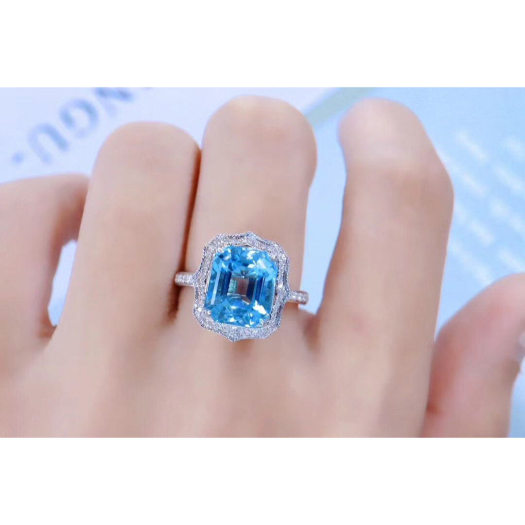 天然アクアマリン ダイヤ リング ペンダントトップ2Way3.7ct k18 ¥