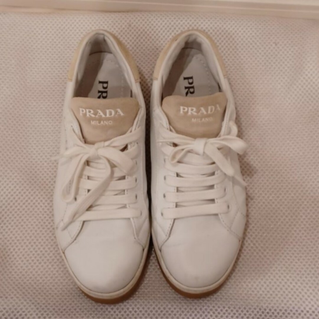 美品✨PRADA プラダ  キャンバススニーカー シューズ ベージュ 35