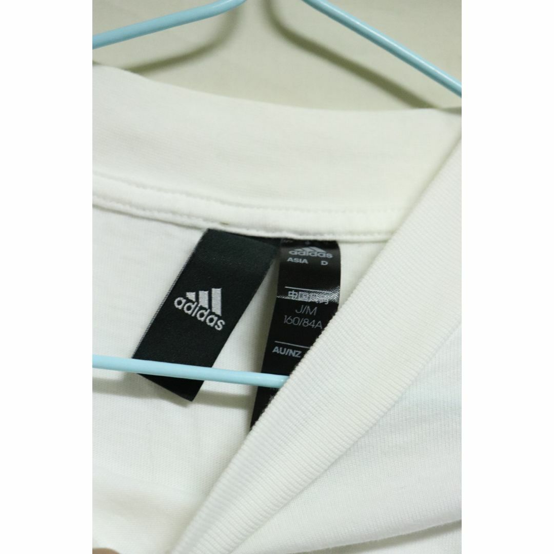 adidas(アディダス)のプロフ必読adidasホワイトロングTシャツ/スポーツ袖ラインブランド良品重宝M レディースのトップス(Tシャツ(長袖/七分))の商品写真