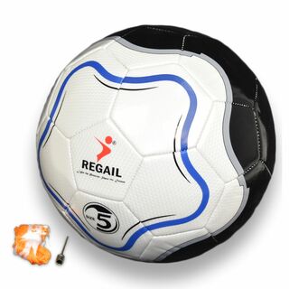 サッカーボール 5号球 青 空気針・ボールネット付き 19針縫い■糸巻き構造(ボール)