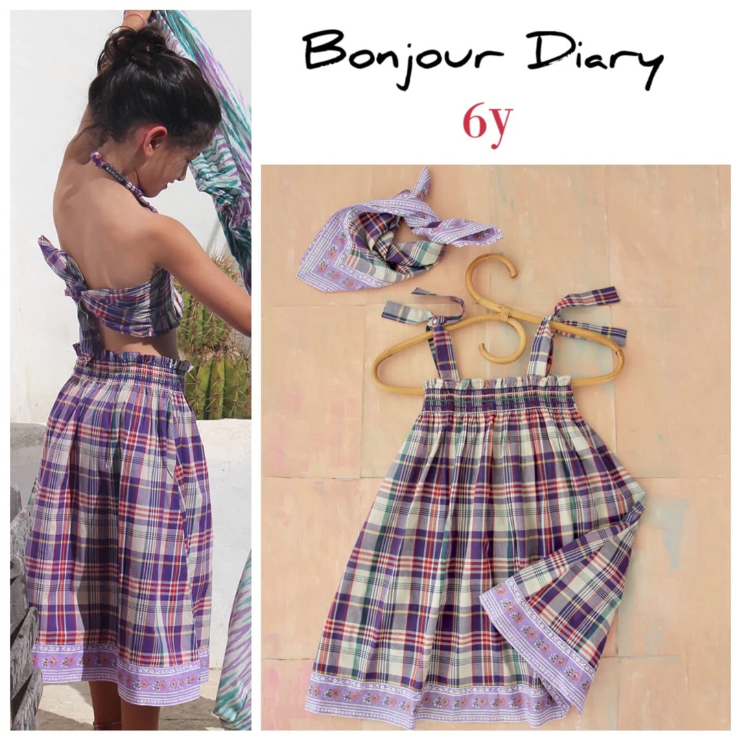 【新品未使用】Bonjor Diary パープルドレスワンピース　6yキッズ服女の子用(90cm~)