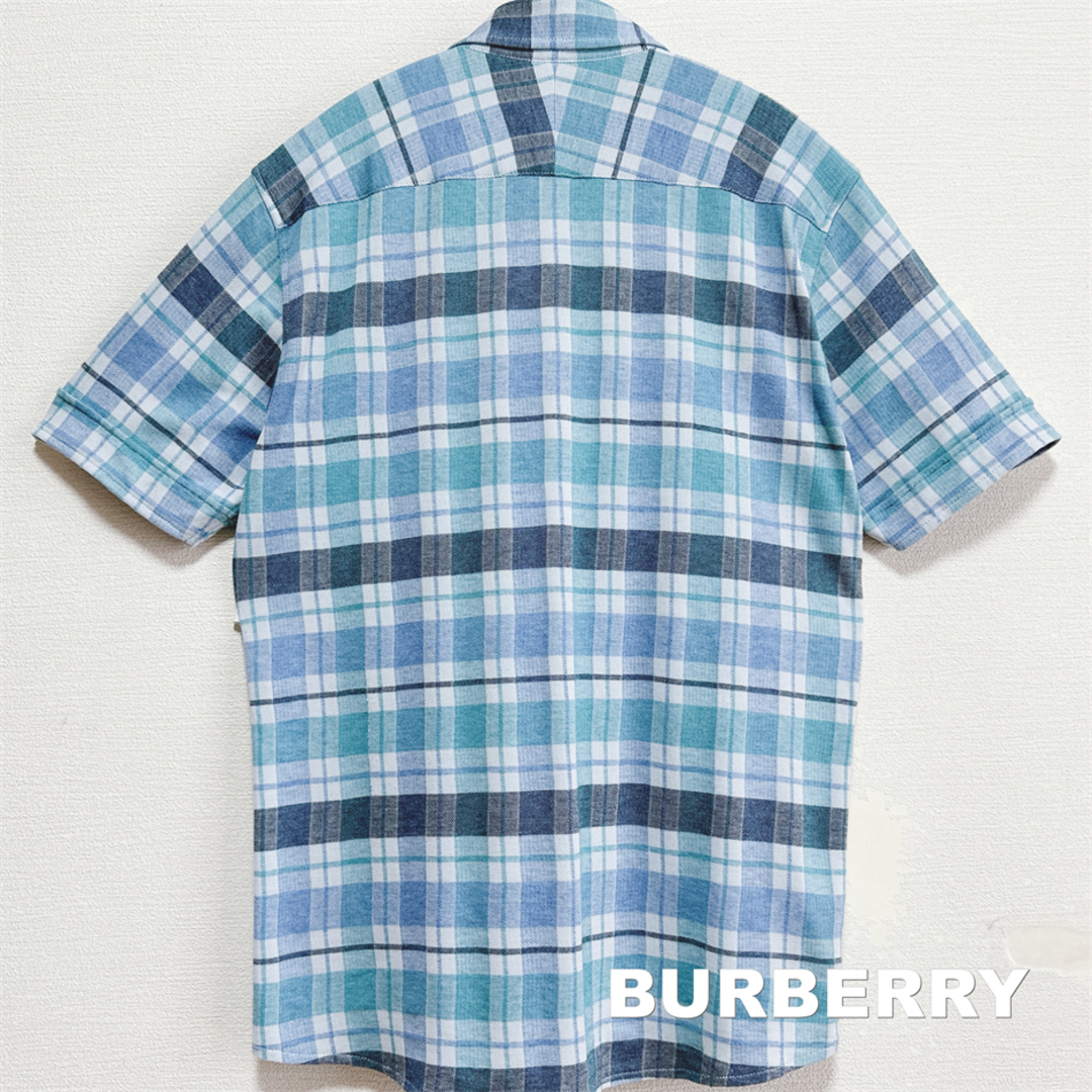 BURBERRY BLACK LABEL(バーバリーブラックレーベル)の【BURBERRY】ブルーオンブレチェック グレーライン 刺繍ロゴ シャツ メンズのトップス(シャツ)の商品写真