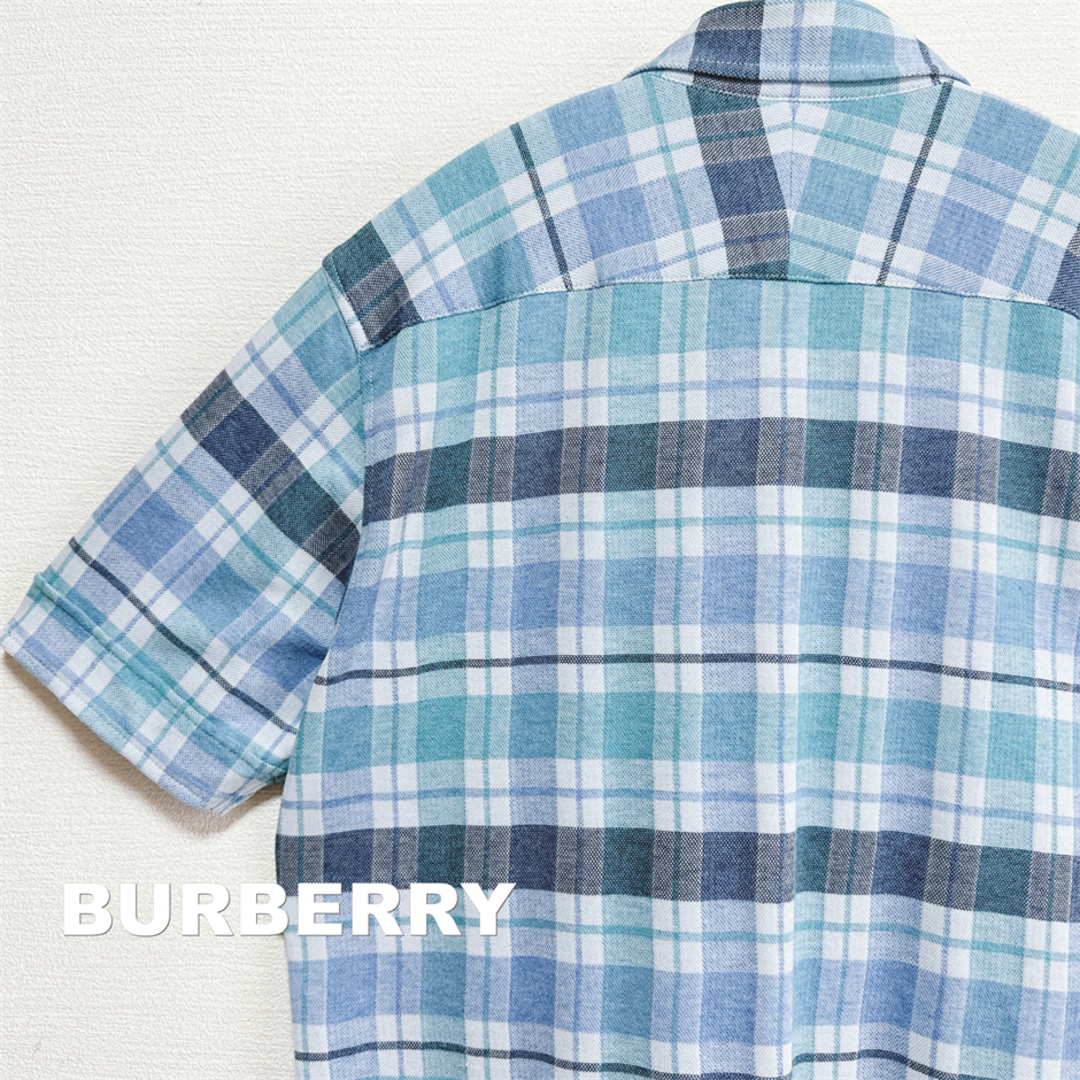 BURBERRY BLACK LABEL(バーバリーブラックレーベル)の【BURBERRY】ブルーオンブレチェック グレーライン 刺繍ロゴ シャツ メンズのトップス(シャツ)の商品写真