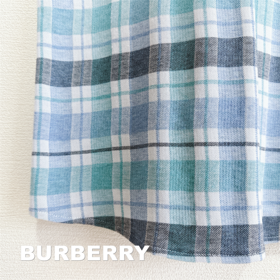 BURBERRY BLACK LABEL(バーバリーブラックレーベル)の【BURBERRY】ブルーオンブレチェック グレーライン 刺繍ロゴ シャツ メンズのトップス(シャツ)の商品写真