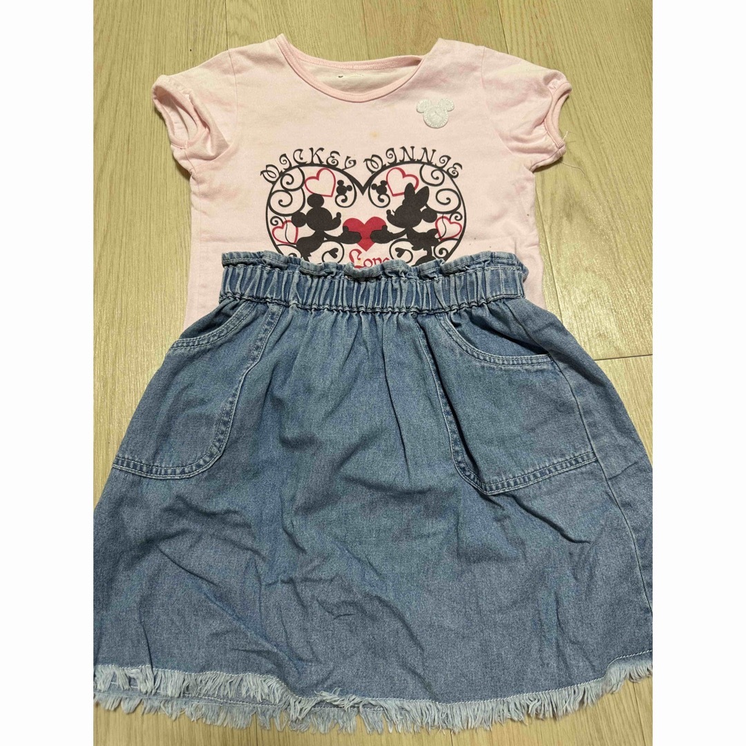 Disney(ディズニー)のミッキーマウス&ミニー柄Tシャツ120cm キッズ/ベビー/マタニティのキッズ服女の子用(90cm~)(Tシャツ/カットソー)の商品写真