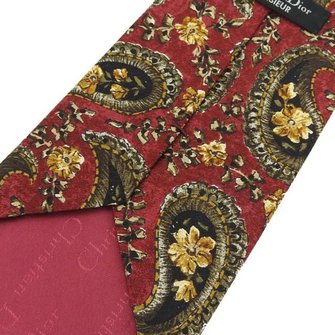 クリスチャン ディオール  ネクタイ シルク100％ レッド系 おしゃれ アパレル 小物 ビジネスマン 紳士 メンズ 男性 ライセンス Christian Dior MONSIEUR necktie silk