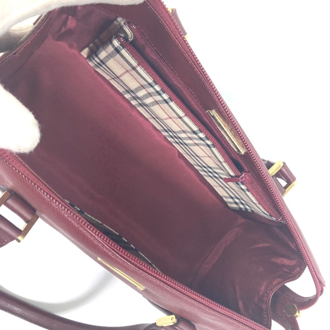 BURBERRY(バーバリー)のバーバリー BURBERRY ミニボストンバッグ チェック ロゴ カバン  ハンドバッグ PVC/レザー ボルドー レディースのバッグ(ハンドバッグ)の商品写真