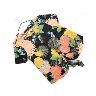 ZARA basic ザラ ベーシック 花柄 プルオーバー 前結び ブラウス シャツ sizeXS/黒 ■◆ レディース(シャツ/ブラウス(半袖/袖なし))