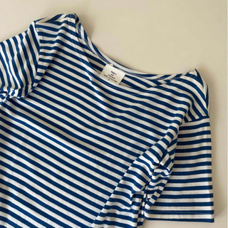 デプト(DEPT)のUSED ボーダーTシャツ　ブルー系(Tシャツ(半袖/袖なし))