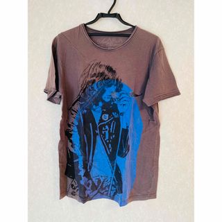 ザラ(ZARA)のZARA ラメ入りロックミュージシャン デザインT ダークグレー Lサイズ 袖(Tシャツ/カットソー(半袖/袖なし))