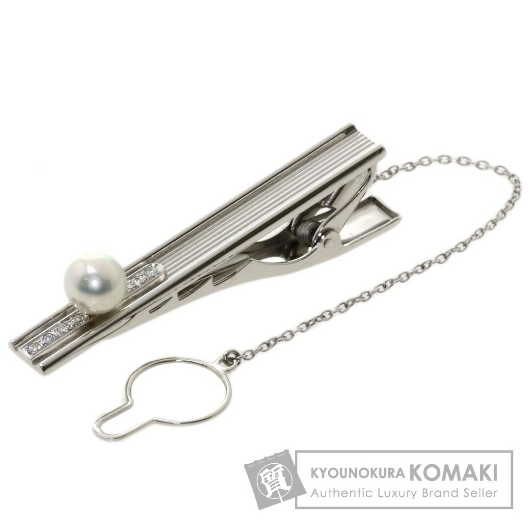 MIKIMOTO アコヤパール 真珠 ダイヤモンド タイピン K14WG メンズ