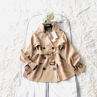 【美品】MAX MARA コットン　撥水トレンチレインコート　40Lベージュ