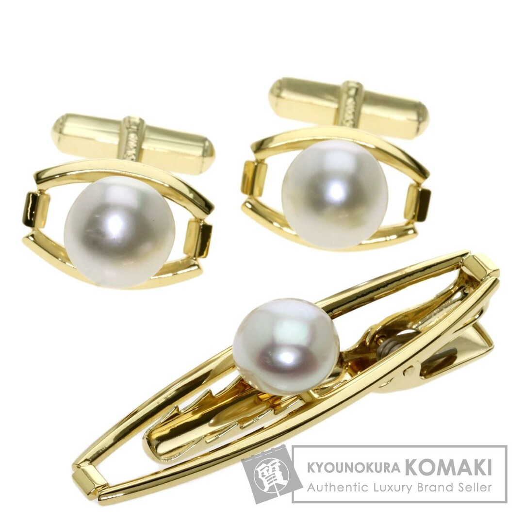 MIKIMOTO アコヤパール 真珠 カフスセット タイピン K18YG K14YG メンズ