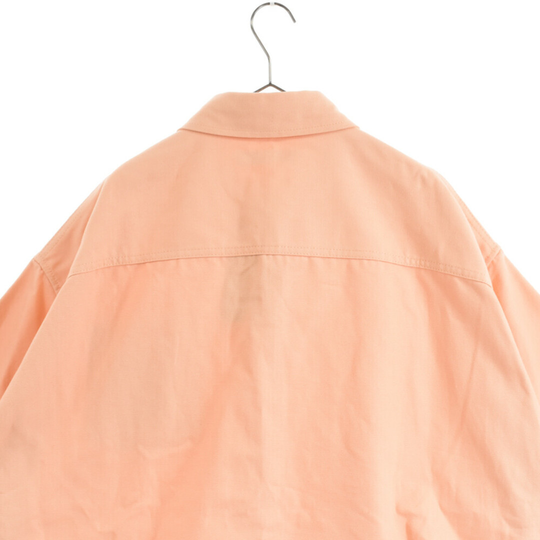 RAF SIMONS ラフシモンズ 23SS OVERSIZED SHORT SLEEVE DENIM SHIRT WITH LEATHER PATCH オーバーサイズド レザーパッチ付き半袖シャツ ピンク 231-M245