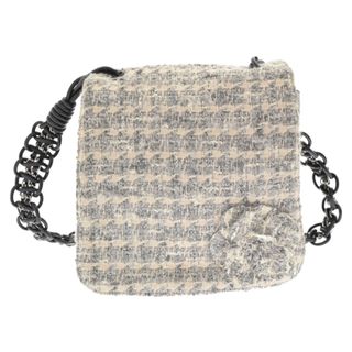 CHANEL シャネル キャンバス カメリア ココマーク 2WAY チェーン ショルダーバッグ - グレー by