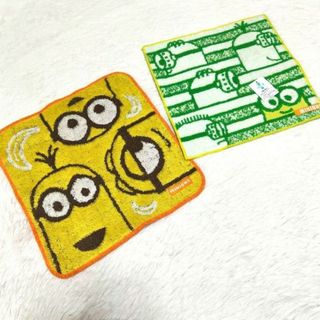 ミニオン(ミニオン)のミニオン　ハンドタオル２枚組ウォッシュタオルハンカチはんかちminion緑(キャラクターグッズ)