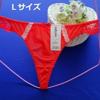 H868★バックレース♪Tバックショーツ(レッド系)L【複数購入割引有】(ショーツ)