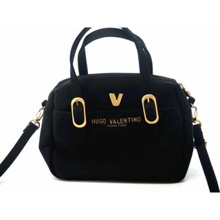 ヴァレンティノ(VALENTINO)のHUGO VALENTINO ヒューゴ ヴァレンティノ ロゴ刺繍 2WAY ショルダー バッグ 黒 ■■ レディース(ショルダーバッグ)