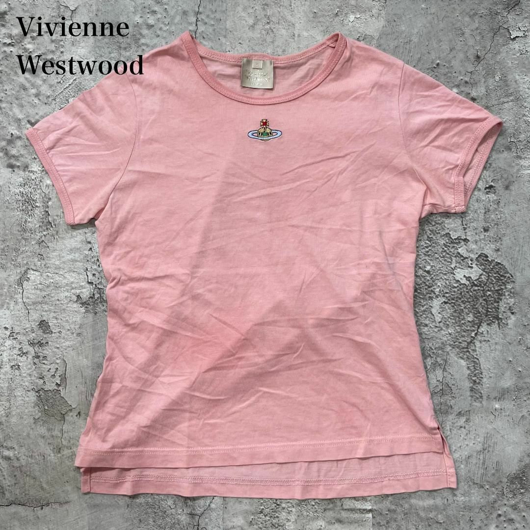 Vivienne Westwood(ヴィヴィアンウエストウッド)のヴィヴィアンウエストウッド【S】Tシャツ ラウンドネック ワンポイント 刺繍 レディースのトップス(Tシャツ(半袖/袖なし))の商品写真