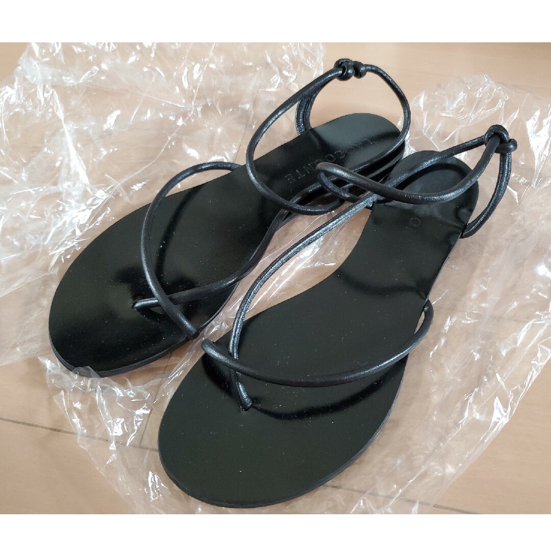 【1度のみ使用】LAOCOONTEラオコンテ★ストライプフラットサンダル★黒 【1度のみ使用】LAOCOONTEラオコンテ★ストライプフラットサンダル★黒