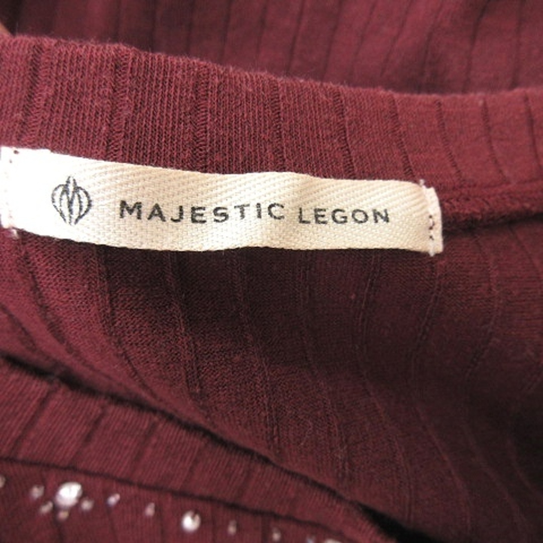 MAJESTIC LEGON(マジェスティックレゴン)のマジェスティックレゴン カットソー 半袖 ビーズ S 赤 ボルドー /YI レディースのトップス(カットソー(半袖/袖なし))の商品写真