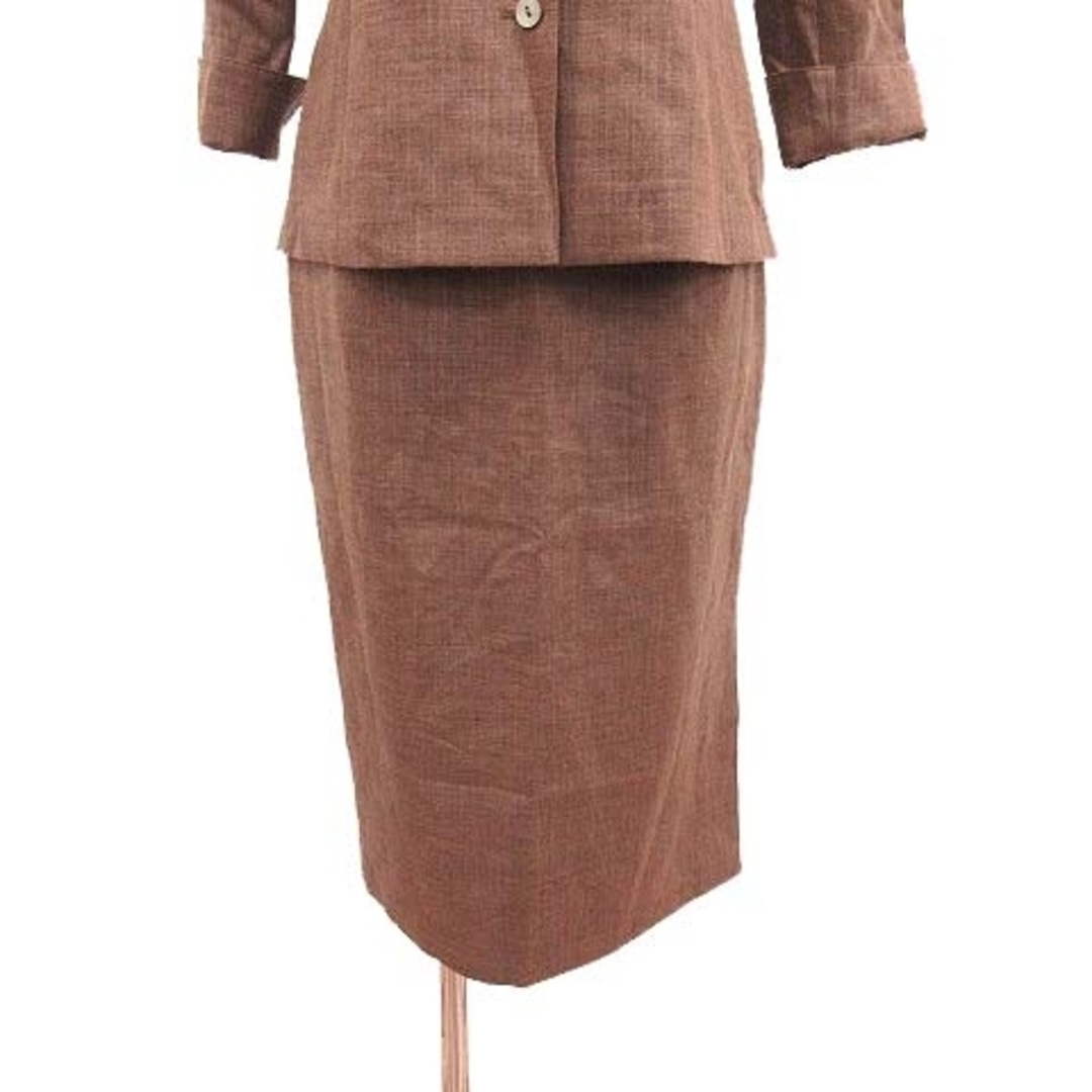 4℃(ヨンドシー)のヨンドシー スーツ ジャケット 七分袖 タイトスカート ロング 麻混 M 茶 レディースのフォーマル/ドレス(スーツ)の商品写真
