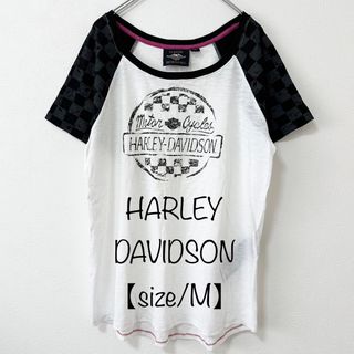 ハーレーダビッドソン(Harley Davidson)のハーレーダビッドソン★半袖Tシャツ★ラグラン★ホワイト×ブラック/白黒★M(Tシャツ(半袖/袖なし))