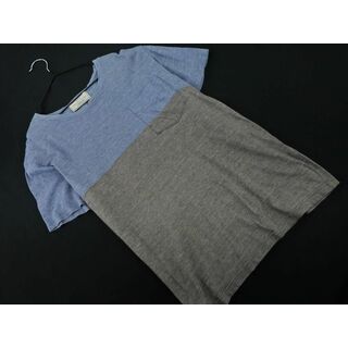 エディフィス(EDIFICE)の417エディフィス ポケット Tシャツ sizeS/青ｘグレー ■◆ メンズ(Tシャツ/カットソー(半袖/袖なし))