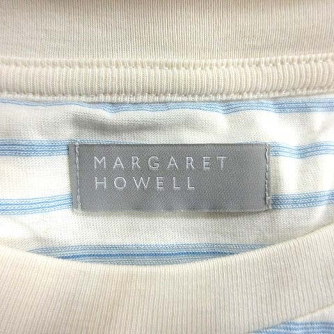 MARGARET HOWELL(マーガレットハウエル)のマーガレットハウエル Tシャツ カットソー 半袖 クルーネック ボーダー M 青 メンズのトップス(Tシャツ/カットソー(半袖/袖なし))の商品写真