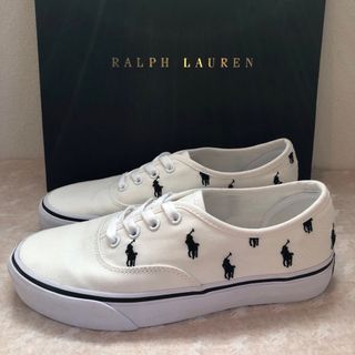 ポロラルフローレン(POLO RALPH LAUREN)のラルフローレン　KEATON-PONY　キャンバススニーカー　ホワイト　US5(スニーカー)