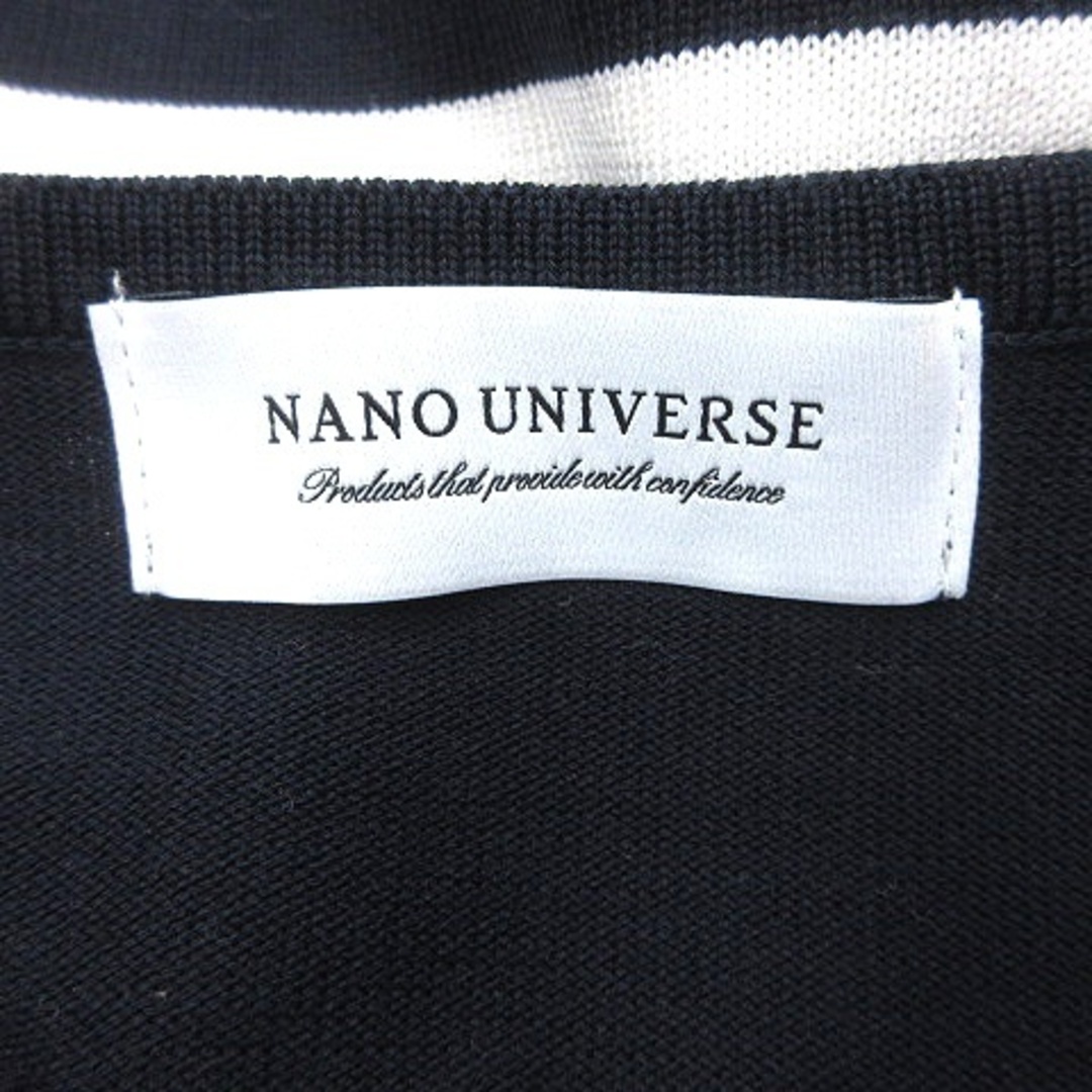 nano・universe(ナノユニバース)のナノユニバース ニットセーター ボートネック ボーダー 九分袖 38 紺 レディースのトップス(ニット/セーター)の商品写真