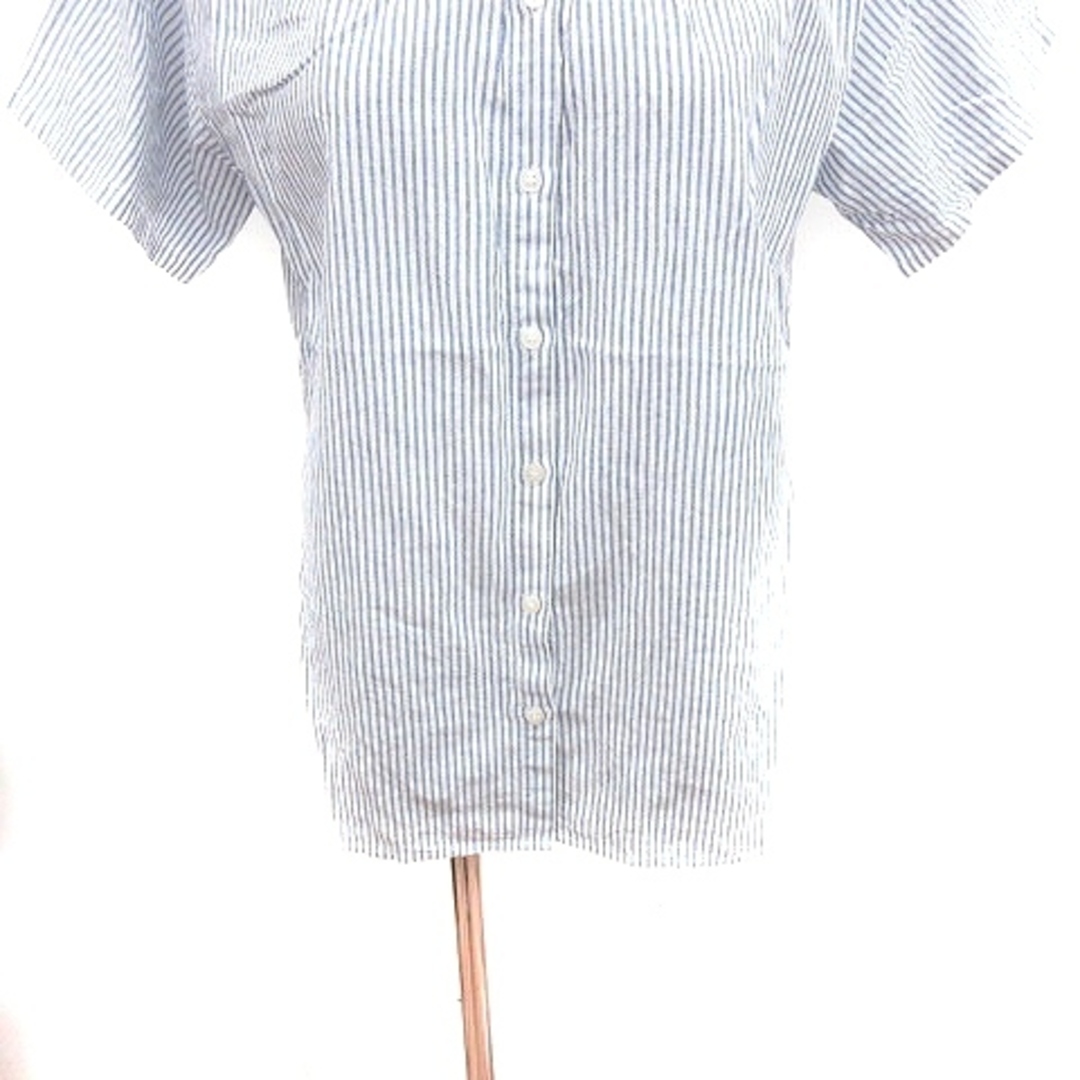 STUDIO CLIP(スタディオクリップ)のスタディオクリップ シャツ ブラウス 半袖 ストライプ M 青 ■MO レディースのトップス(シャツ/ブラウス(半袖/袖なし))の商品写真