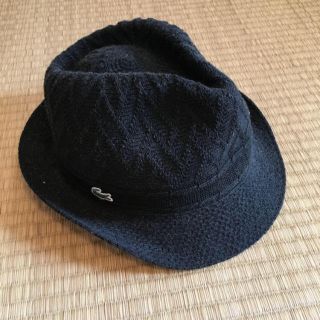 ラコステ(LACOSTE)のメンズLACOSTE黒のハット ラコステ帽子 美品(ハット)