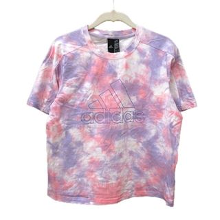 アディダス(adidas)のアディダス カットソー Tシャツ クルーネック 総柄 半袖 M ピンク 紫(Tシャツ(半袖/袖なし))