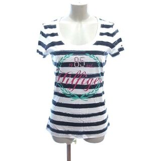 トミーヒルフィガー(TOMMY HILFIGER)のトミーヒルフィガー Tシャツ 半袖 Uネック ボーダー プリント S 白(Tシャツ(半袖/袖なし))