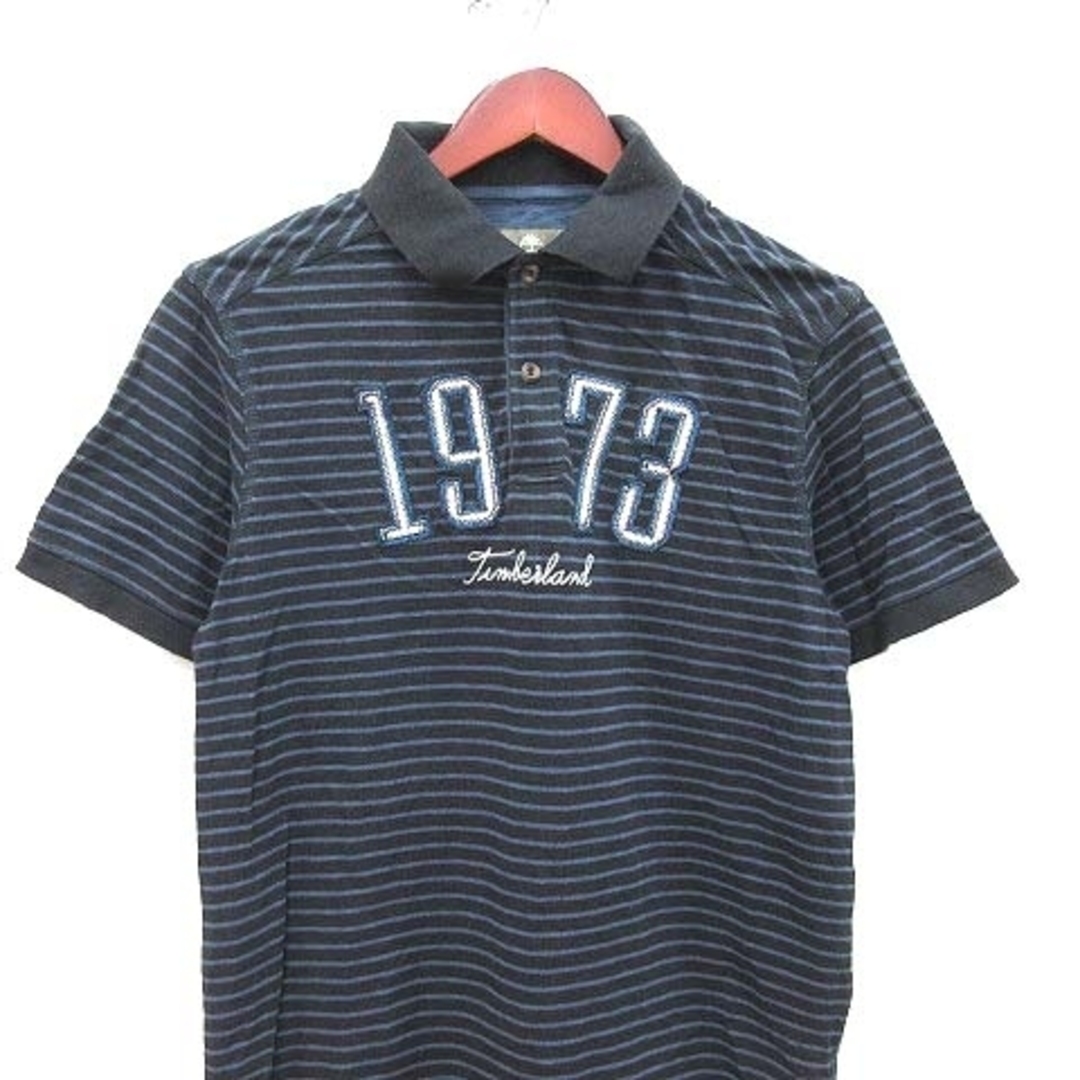 Timberland(ティンバーランド)のティンバーランド ポロシャツ 半袖 鹿の子 ボーダー ワッペン 刺繍 M 紺 黒 メンズのトップス(ポロシャツ)の商品写真