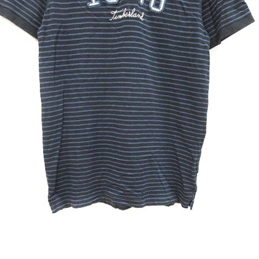 Timberland(ティンバーランド)のティンバーランド ポロシャツ 半袖 鹿の子 ボーダー ワッペン 刺繍 M 紺 黒 メンズのトップス(ポロシャツ)の商品写真