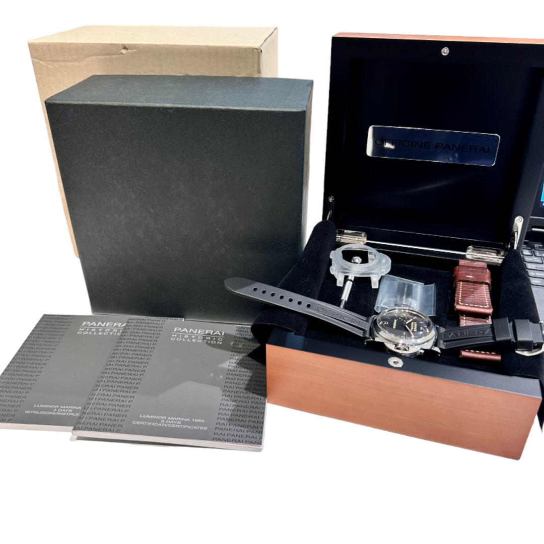 パネライ PANERAI ルミノールマリーナ 1950 3デイズ アッチャイオ 自動巻き ブラック文字盤 腕時計 メンズ